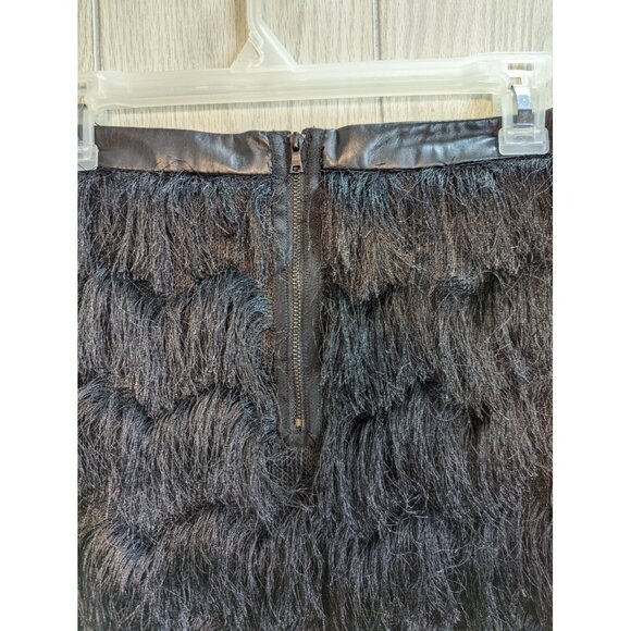 NWT SAM EDELMAN Women's Black Fiona Fringe Miniskirt Flapper Chevron Style Sz 2 - Picture 3 of 6
